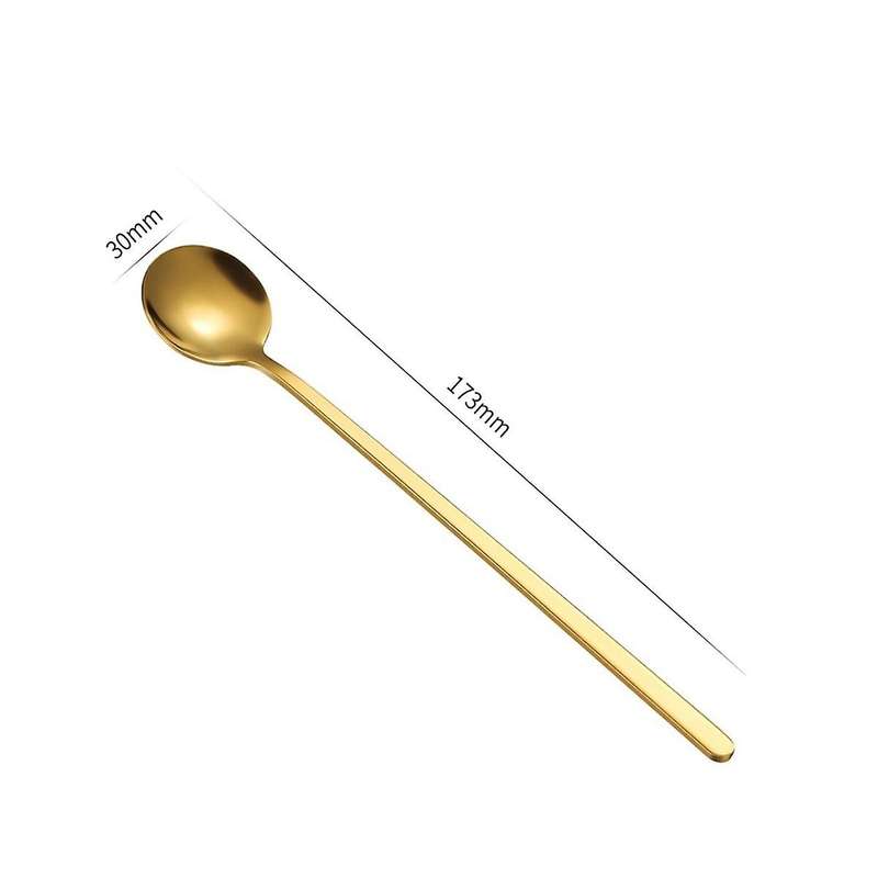 12 Pcs Coffee Spoons Set Gold Tea Spoons Long Handle Stirring Spoons Coffee Rounded Stirring Spoon H