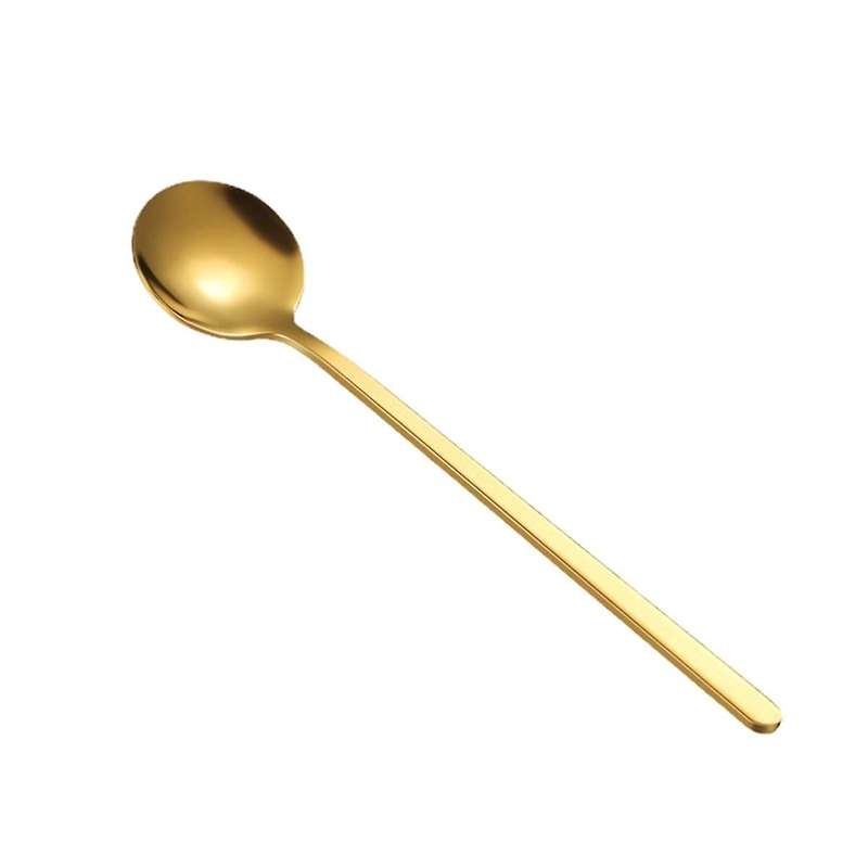 12 Pcs Coffee Spoons Set Gold Tea Spoons Long Handle Stirring Spoons Coffee Rounded Stirring Spoon H