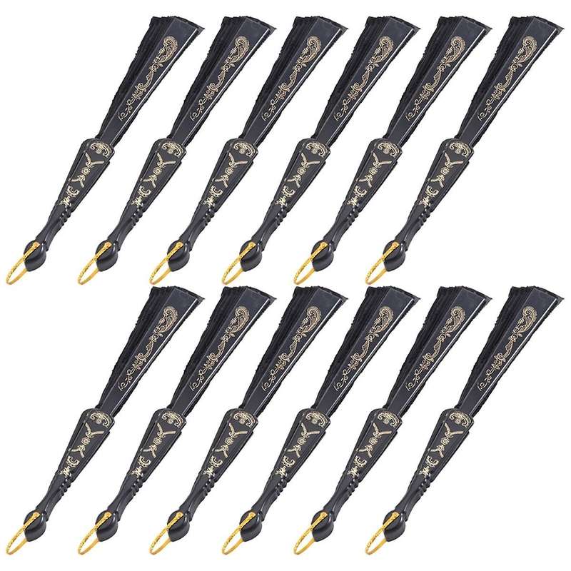 12 Pcs Embroidered Sequin Fan Tail Feather Modeling Fan Vintage Chinese Fans,hand Fan Foldable