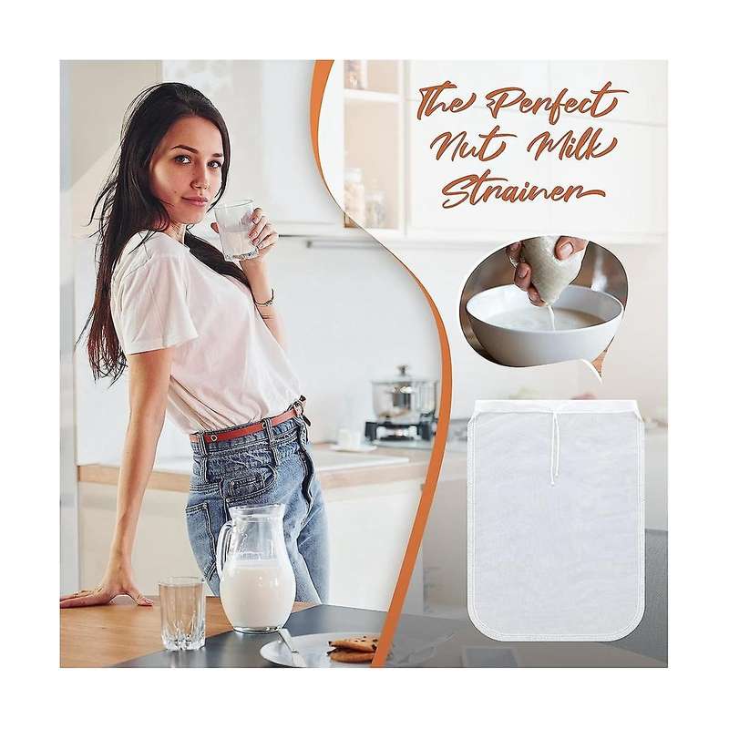12 Pcs Nut Milk Bag Reusable Food Safe Nylon Bag Strainer Nut Milk Mesh Bag for Straining , Coffee