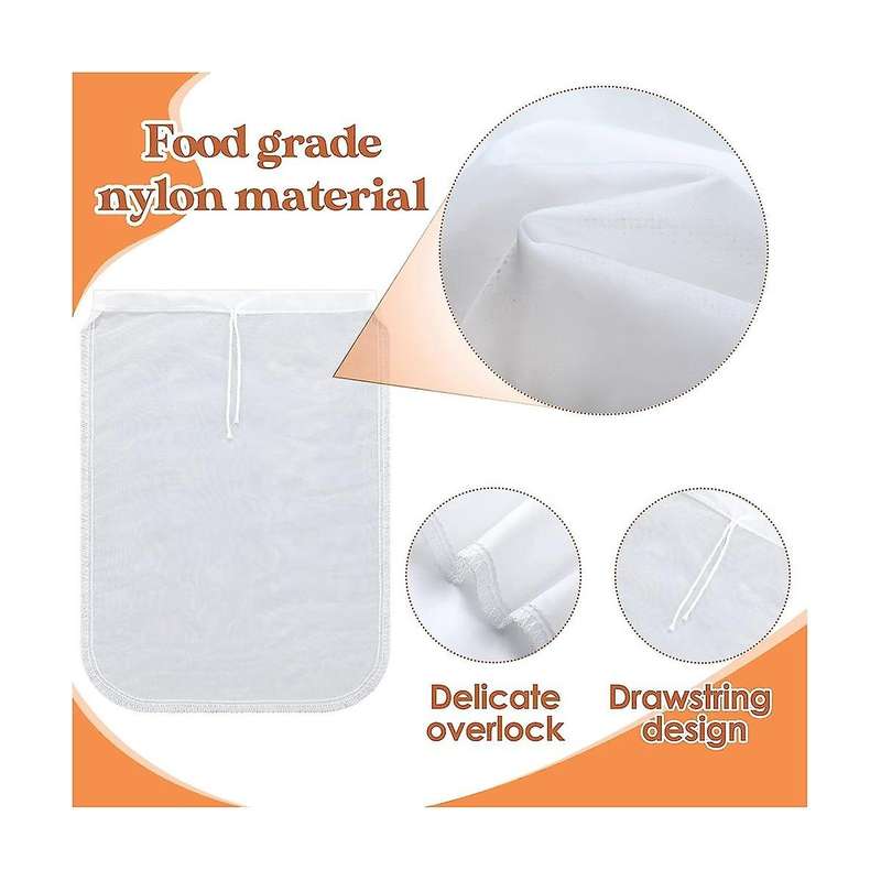12 Pcs Nut Milk Bag Reusable Food Safe Nylon Bag Strainer Nut Milk Mesh Bag for Straining , Coffee