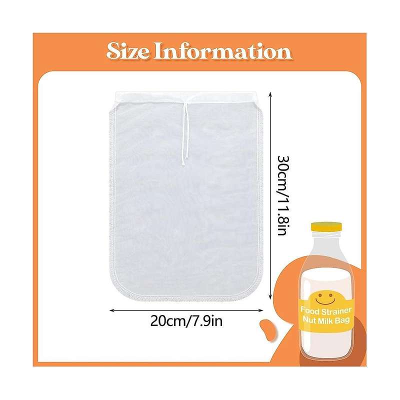 12 Pcs Nut Milk Bag Reusable Food Safe Nylon Bag Strainer Nut Milk Mesh Bag for Straining , Coffee