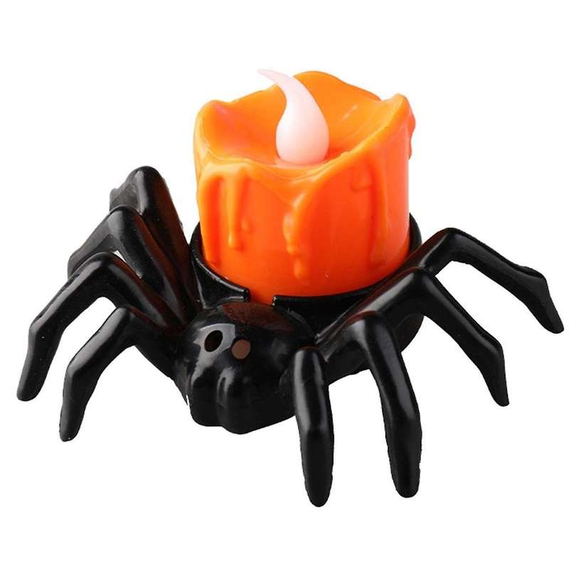 12 Pcs Halloween Tea Lights Candles, Halloween Spider Tealights Spooky Electric Flickering Candles