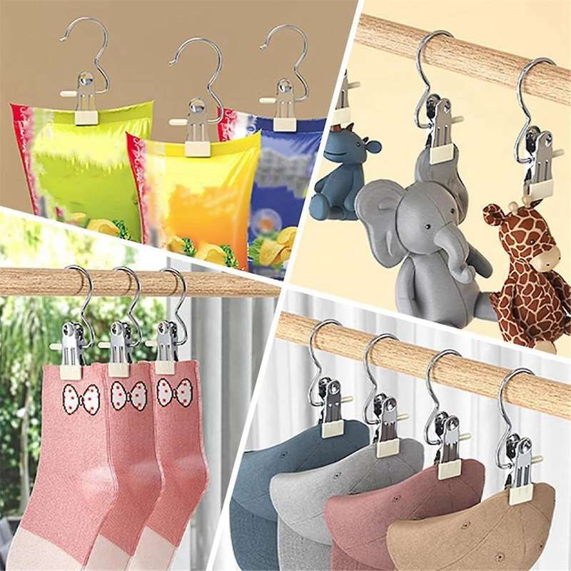 12 Pcs Laundry Hanging Hooks Clips, Travel Heavy Duty Clothes Clips, for Laundry, Closet, Socks, Clo