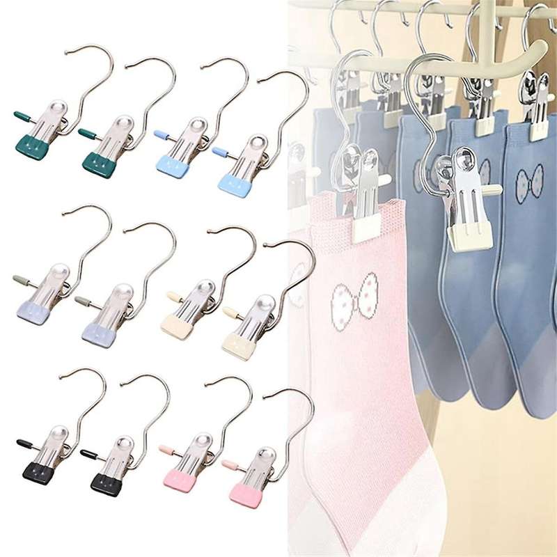 12 Pcs Laundry Hanging Hooks Clips, Travel Heavy Duty Clothes Clips, for Laundry, Closet, Socks, Clo