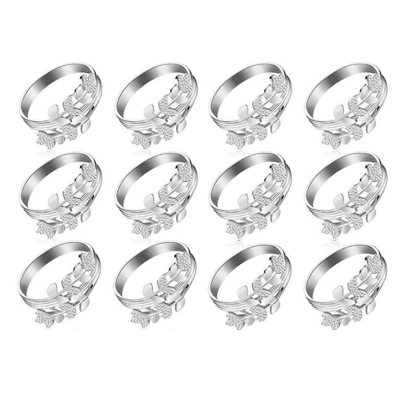 12 Pcs Leaf Napkin Ring Christmas Napkin Ring Buckle Rhinestone Napkin Holder Wedding Holiday Decor,