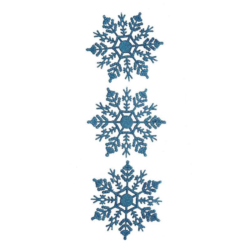 12 Pcs Glitter Snowflake Christmas Ornaments Xmas Tree Hanging Decoration Blue