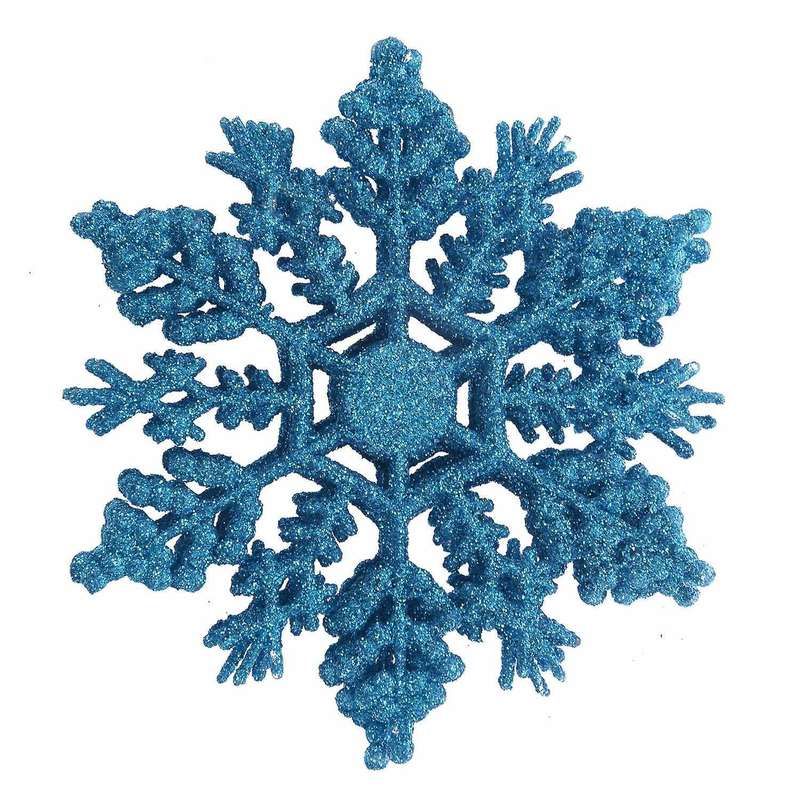 12 Pcs Glitter Snowflake Christmas Ornaments Xmas Tree Hanging Decoration Blue