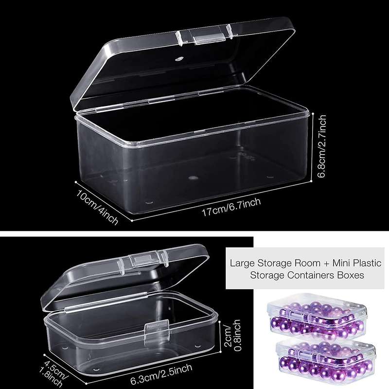 12 Pcs Plastic Storage Cases Mini Clear Bead Storage Containers Transparent Boxes with Hinged Lid an
