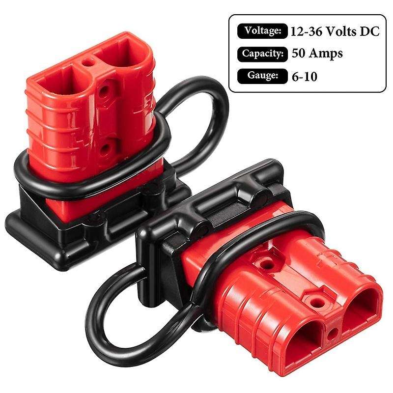 12 Pcs Red 6-10 Gauge Battery Quick Connector 50A 12-36V Battery Quick Disconnect Wire Harness Plug