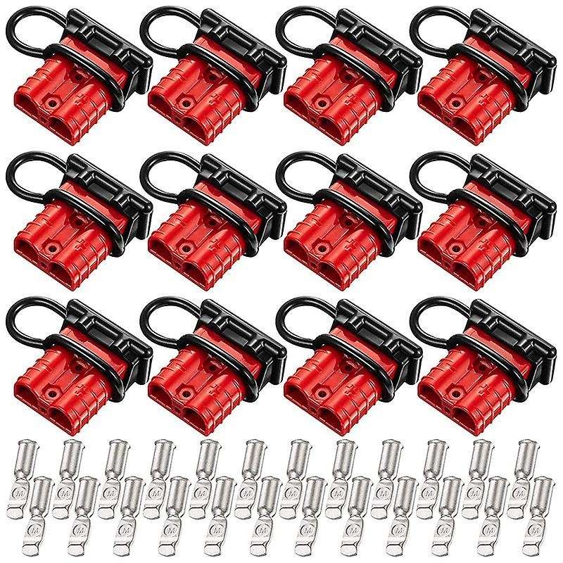 12 Pcs Red 6-10 Gauge Battery Quick Connector 50A 12-36V Battery Quick Disconnect Wire Harness Plug