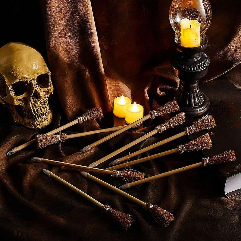 12 Pcs Witch Broom Pencils Compatible Halloween Broomstick Ballpoint Pencils Halloween Party Favors