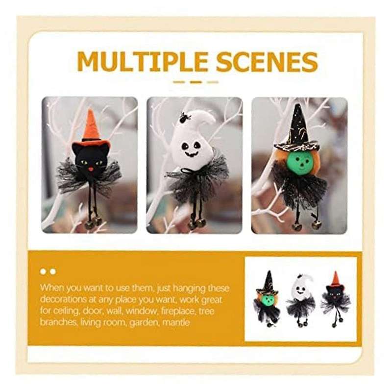 12 Pcs with Skeleton Ornaments Haunted Indoor Decorations Hanging Halloween Decor Bells Decoration H