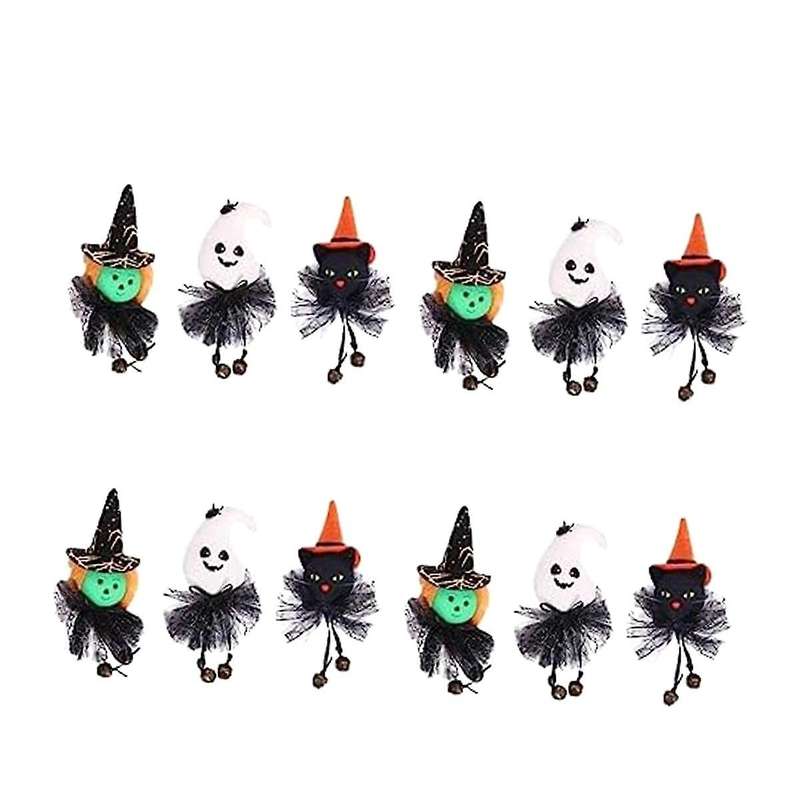 12 Pcs with Skeleton Ornaments Haunted Indoor Decorations Hanging Halloween Decor Bells Decoration H