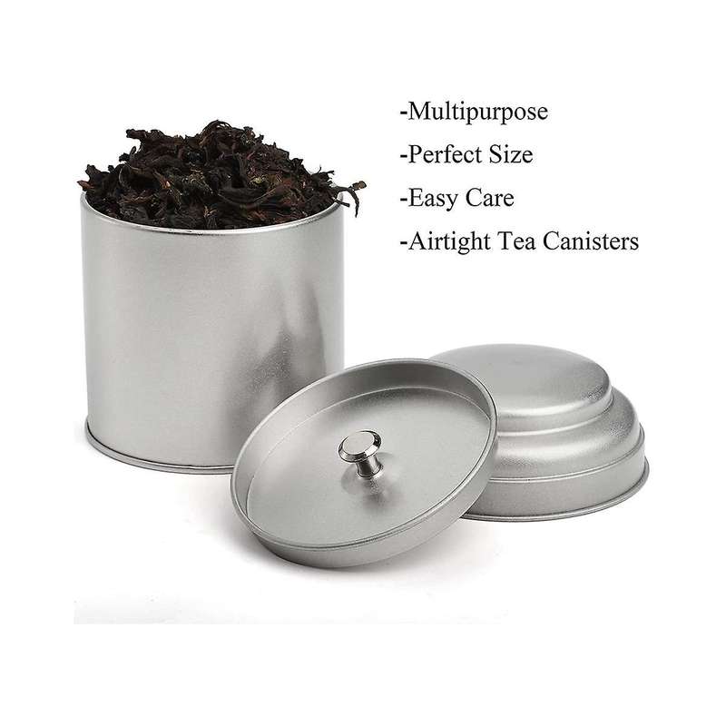 12 Pcs Tea Tin Canister with Airtight Double Lid 8oz Round Tin Can Box Small Kitchen Tea Canister L