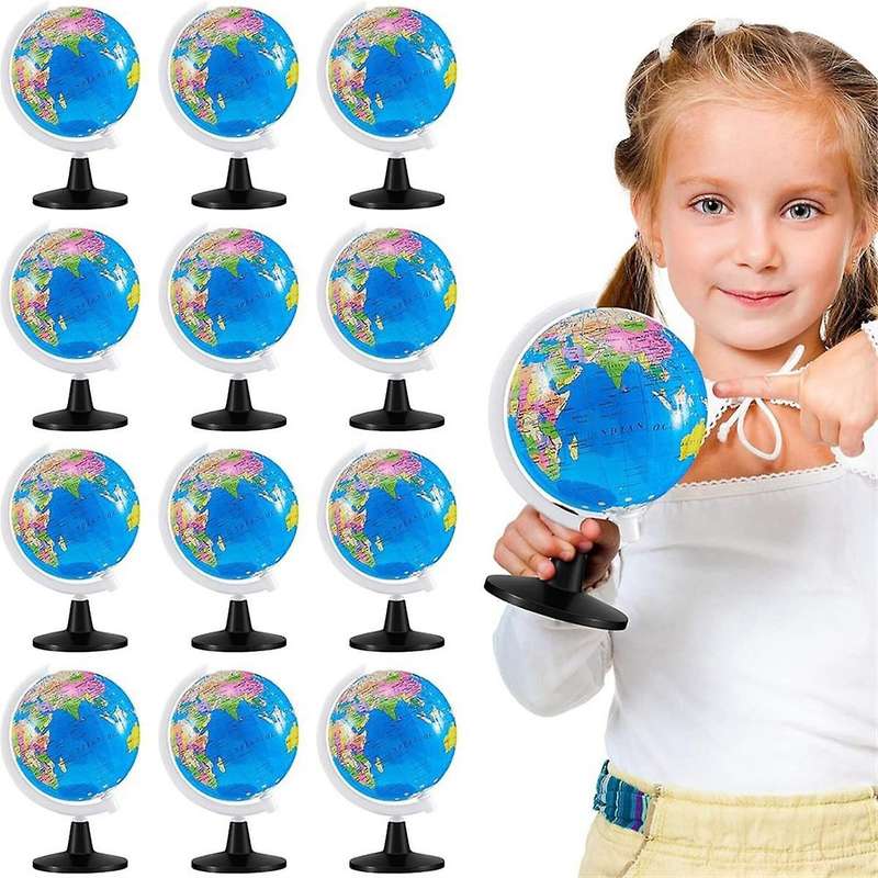 12 Pcs World Globe for Kids Learning Rotating World Map Globes Educational Globes with Stand 3.4 In