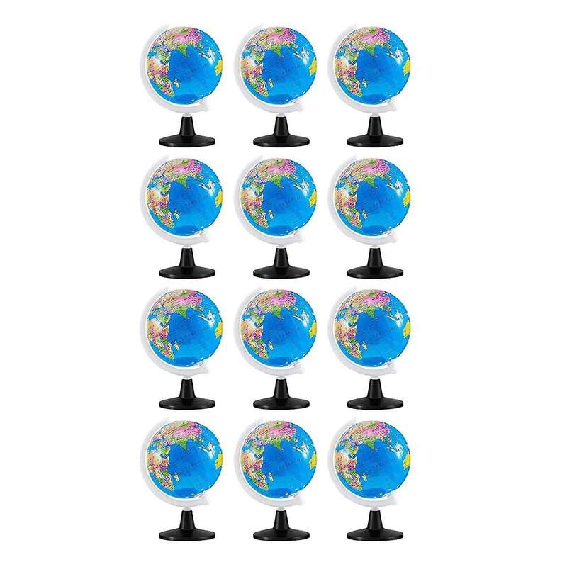 12 Pcs World Globe for Kids Learning Rotating World Map Globes Educational Globes with Stand 3.4 In