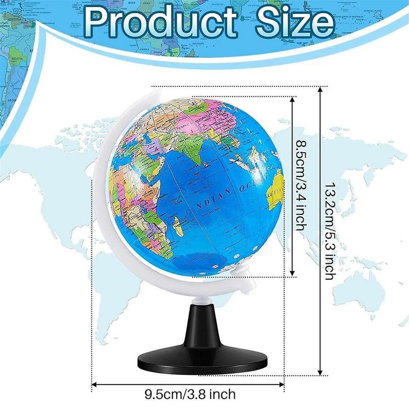 12 Pcs World Globe for Kids Learning Rotating World Map Globes Educational Globes with Stand 3.4 In