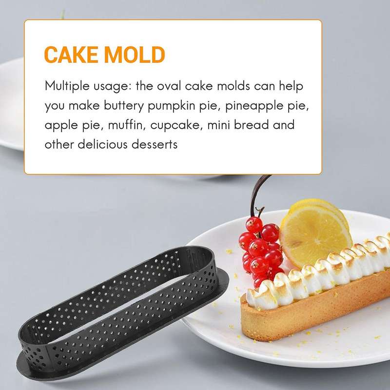 12 Pieces Oval Tart Rings Heat-Resistant Non Stick Mini Cake Mold