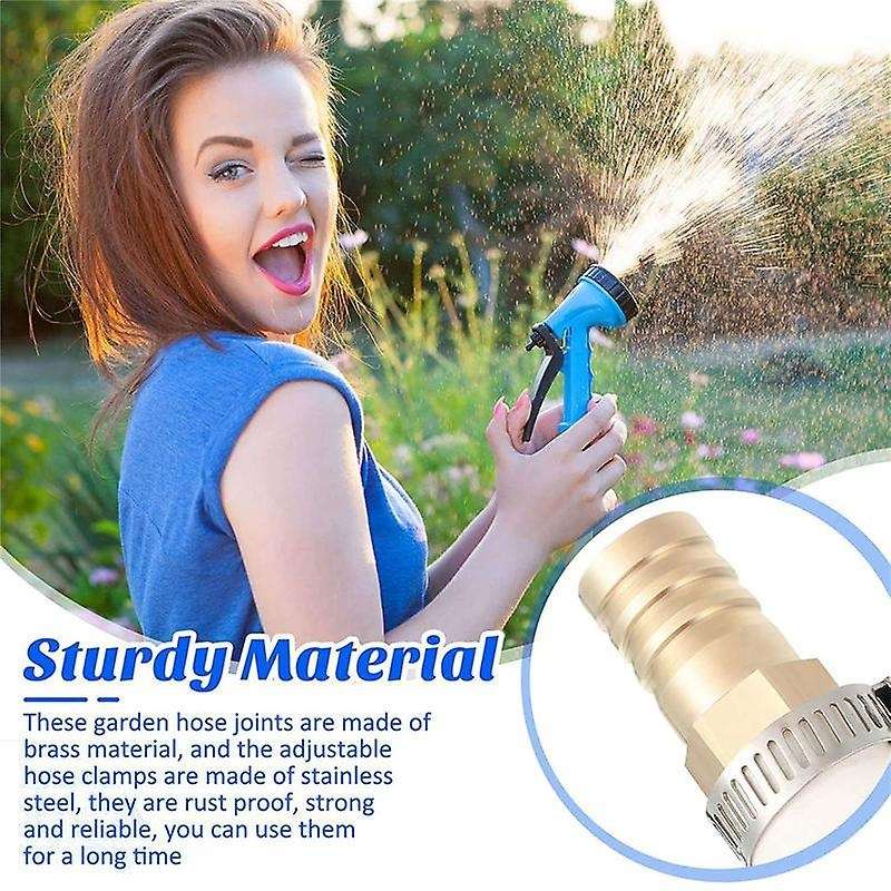 12 Pieces Hose Repair Connectors with Claps Brass Garden Hose Repair Kit Fitting Water Hose Repair