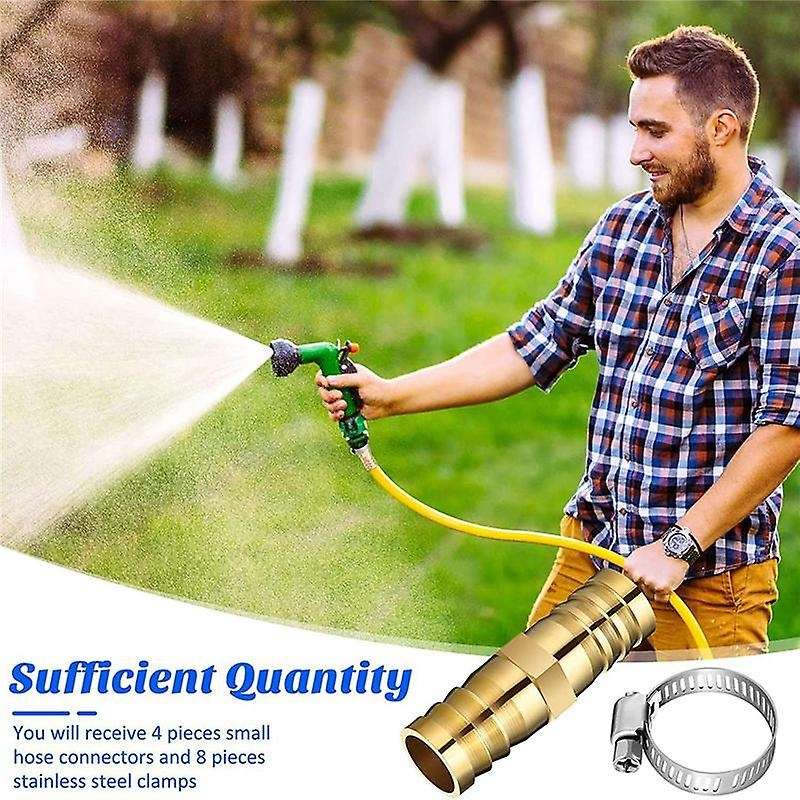 12 Pieces Hose Repair Connectors with Claps Brass Garden Hose Repair Kit Fitting Water Hose Repair