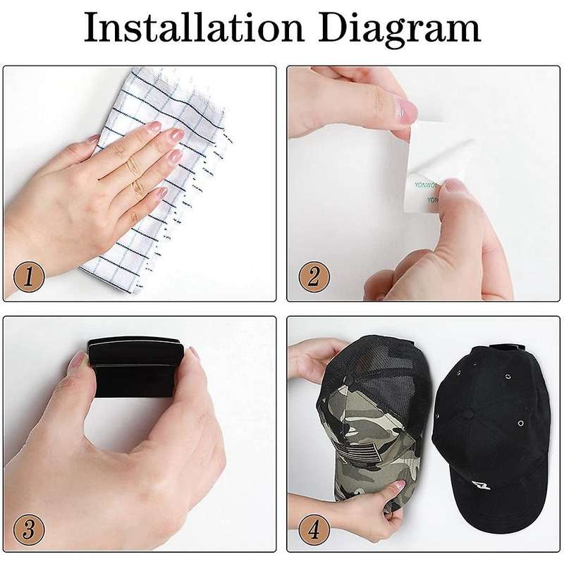 12 Pieces Hat Rack Hat Holder Organizer for Wall Hats Hanger Adhesive Hat Hooks Cap Display Rack, B