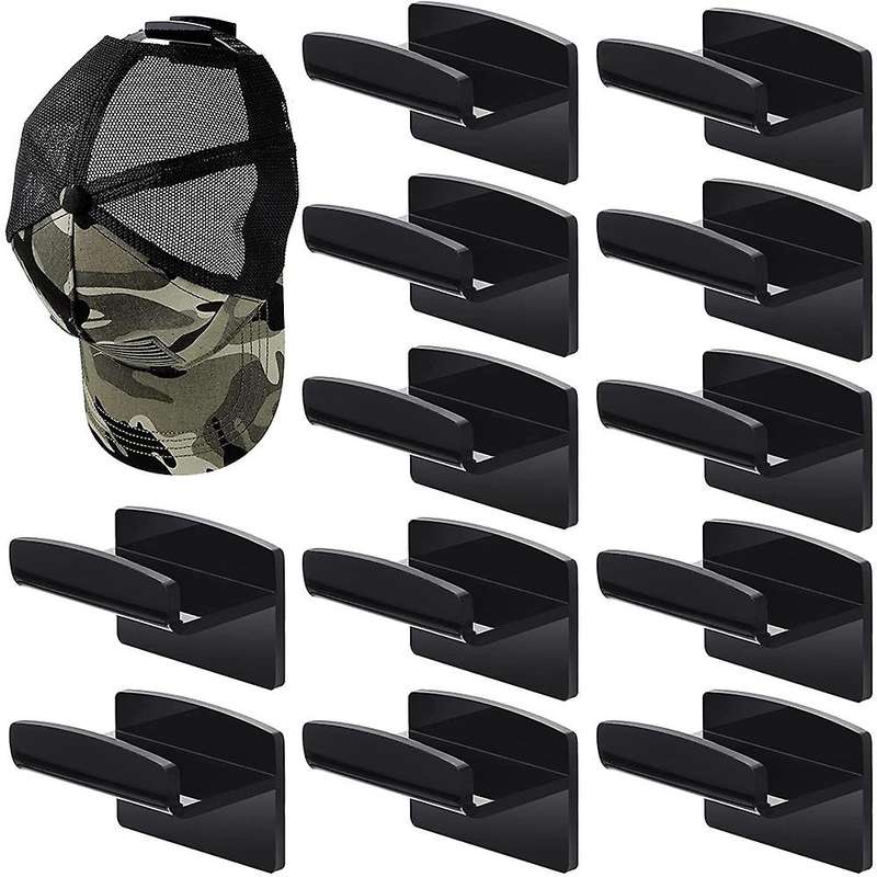 12 Pieces Hat Rack Hat Holder Organizer for Wall Hats Hanger Adhesive Hat Hooks Cap Display Rack, B
