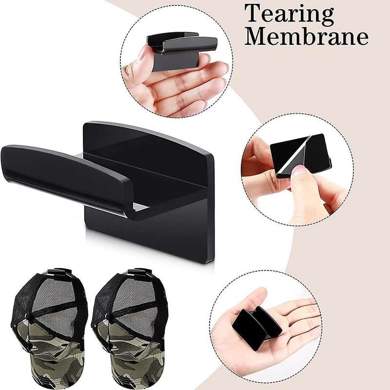 12 Pieces Hat Rack Hat Holder Organizer for Wall Hats Hanger Adhesive Hat Hooks Cap Display Rack, B