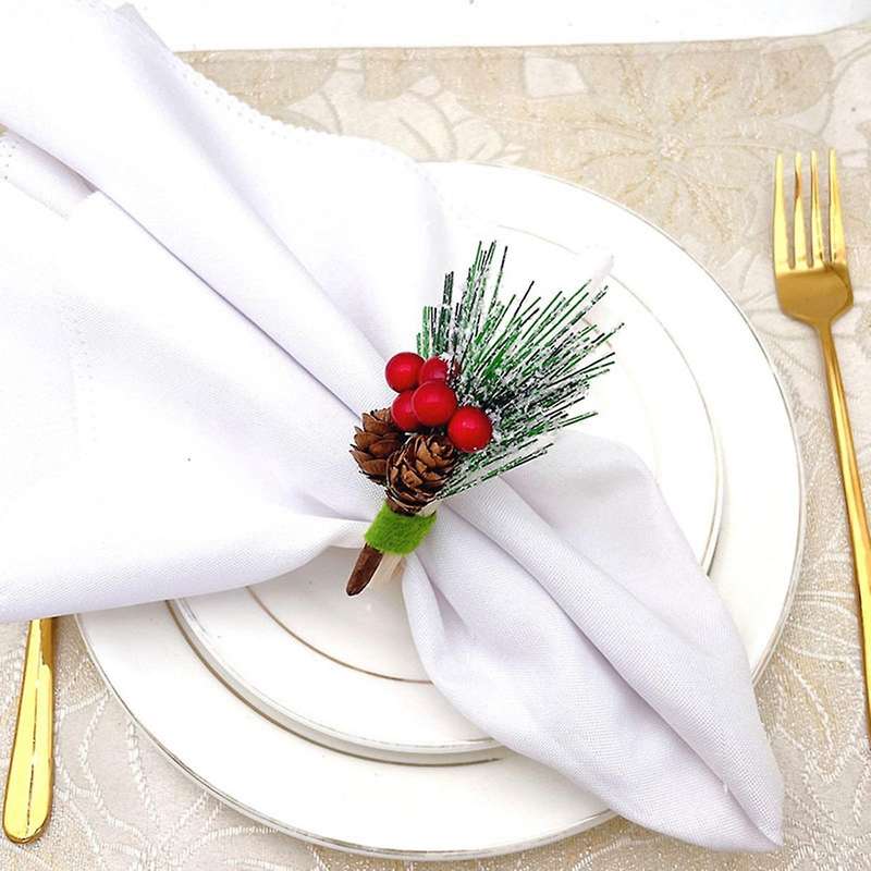 12 Pieces Pine Cones Christmas Napkin Holder Napkin Ring Holder Christmas Napkin Ring Decor for Wedd