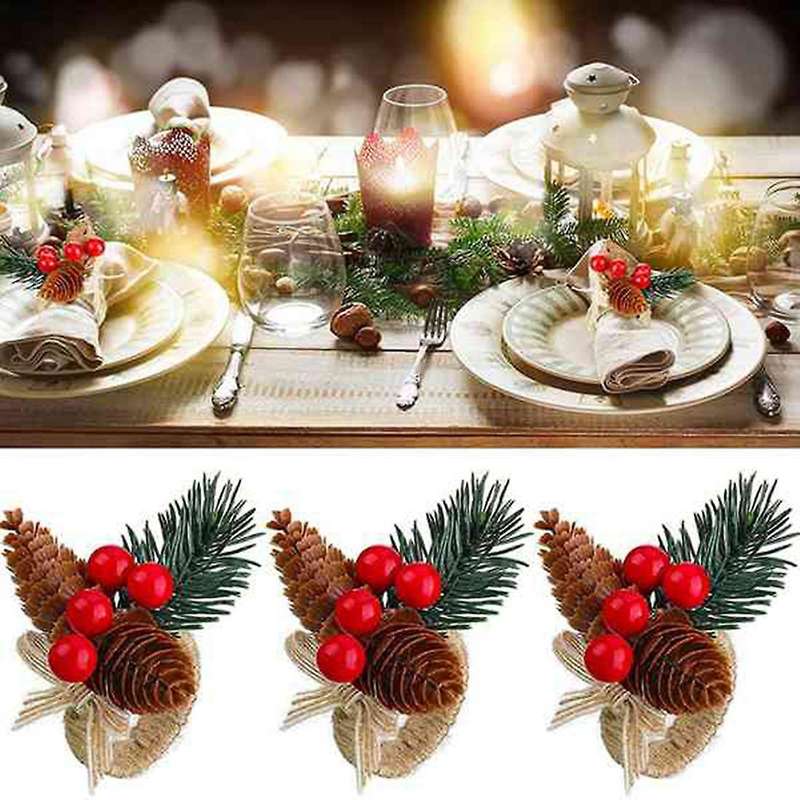 12 Pieces Pine Cone Napkin Rings Napkin Holders Napkin Ring Holders for Holiday Christmas Party Wedd