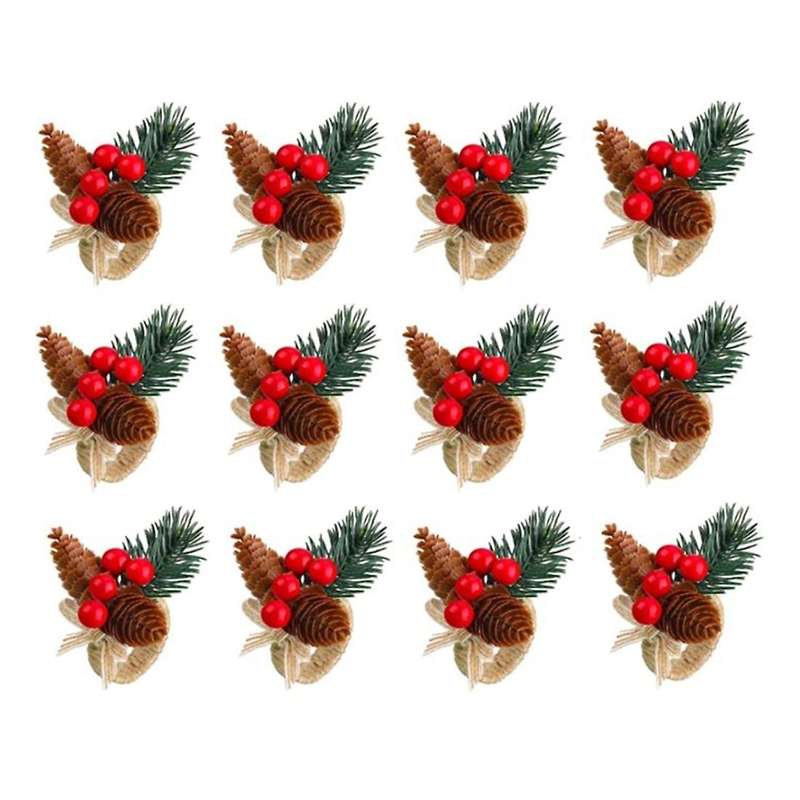 12 Pieces Pine Cone Napkin Rings Napkin Holders Napkin Ring Holders for Holiday Christmas Party Wedd