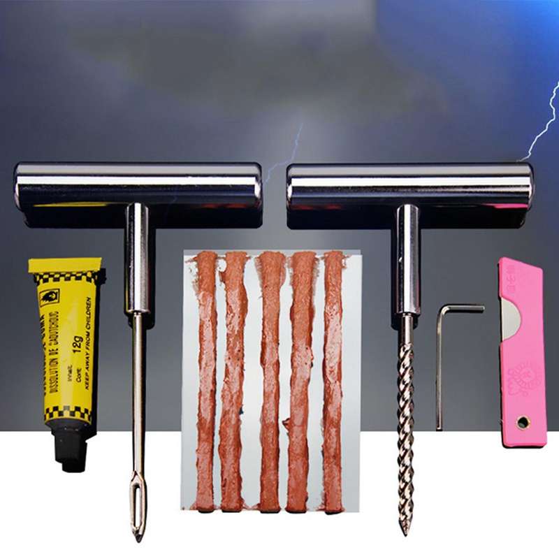 12 Pieces DIY Easy Repair Tire Puncture Repair Tool Portable Car Tire Repair Kit for Car Motorcycle