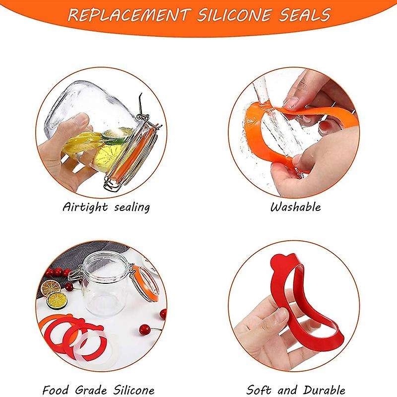 12 Pieces Silicone Jar Gasket Replacement Jar Seal, Leak-Proof Airtight Gasket Sealing Rings Jar Lid