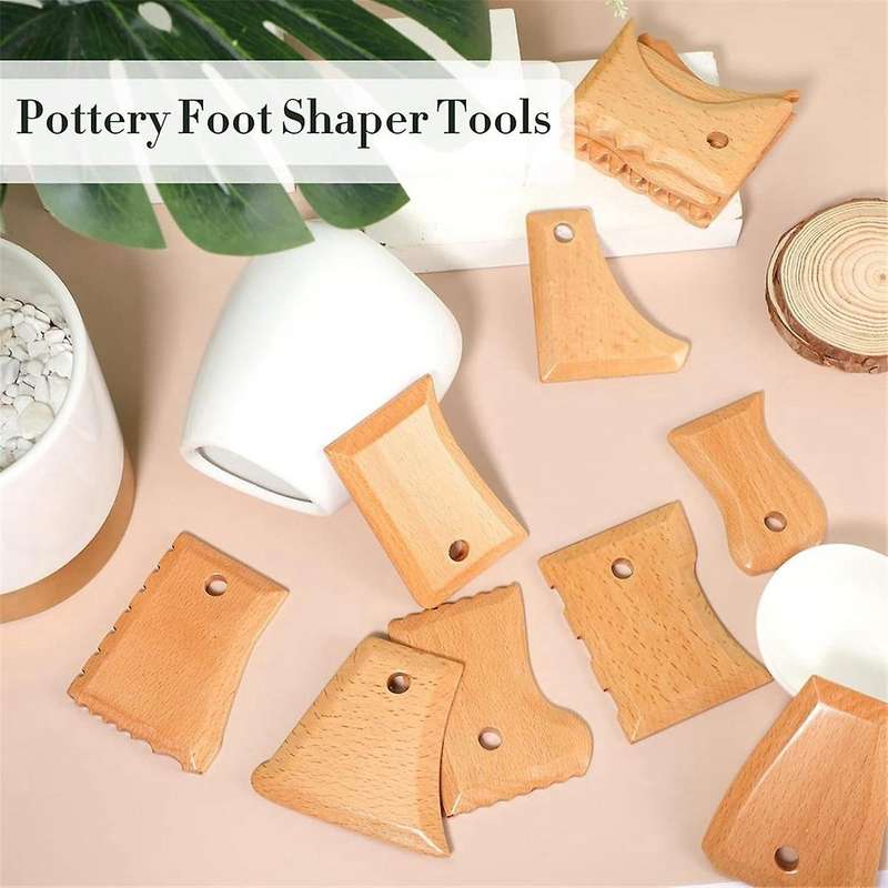 12 Pieces Pottery Trimming Tools Pottery Clay Foot Shaper Tools Texture Wooden Profile Rib Bundle Fo