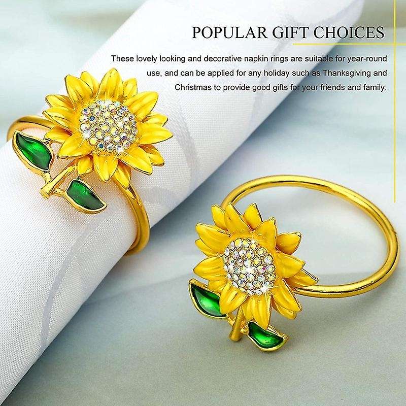 12 Pieces Sunflower Napkin Holder Rings Napkin Adornment for Wedding, , Mother' S Day, Birthday