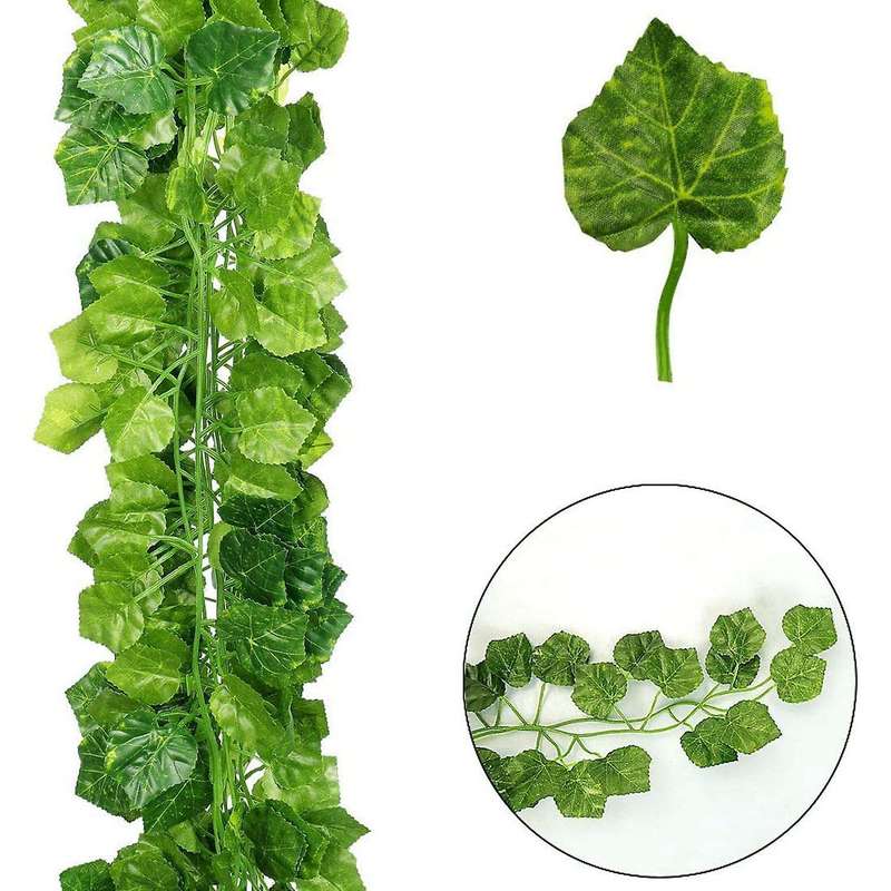 12 Strands Artificial Grape Vines Ivy Leaves with 3 Strings for Wedding Party Home