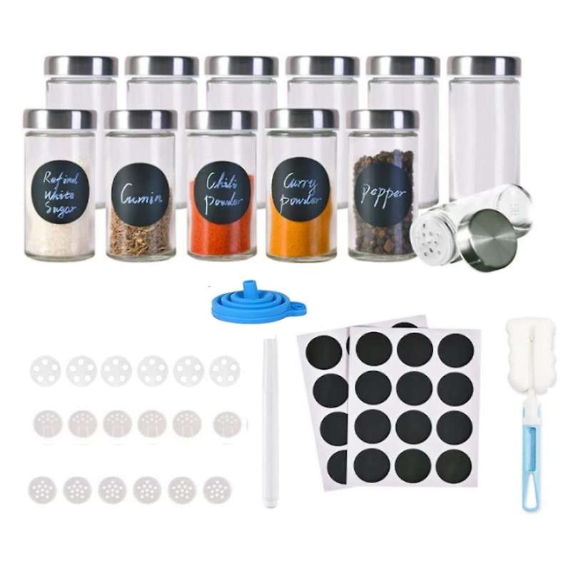 12 Spice Jars with Shaker High-quality Spice Jars with -round Glass Spice Jars -spice Containers Sp