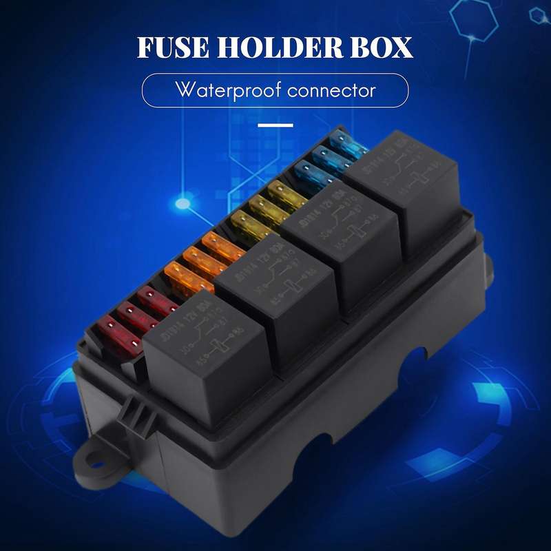 12 Way Blade Fuse Holder Box 4PCS 4 Pin 12V 80A Relays Compatible Car Truck
