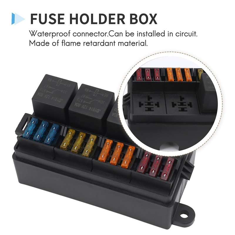12 Way Blade Fuse Holder Box 4PCS 4 Pin 12V 80A Relays Compatible Car Truck