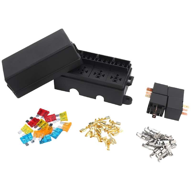 12 Way Blade Fuse Holder Box 4PCS 4 Pin 12V 80A Relays Compatible Car Truck