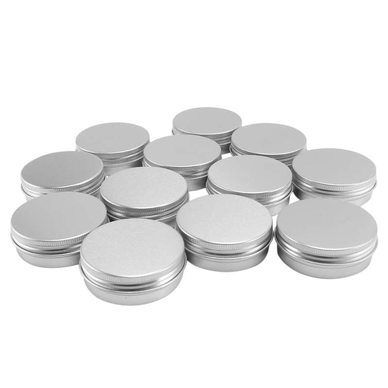 12 X 50ml Aluminium Make Up Pots 50ml Capacity Empty Small Cosmetic/candle/ Tins Jars