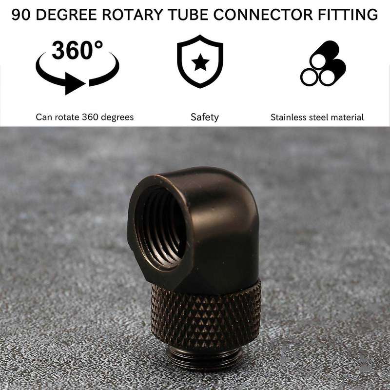 12.9Mm G1/4 Thread 90 Degree Tube Connector Fitting for Pc Water Cooling Black