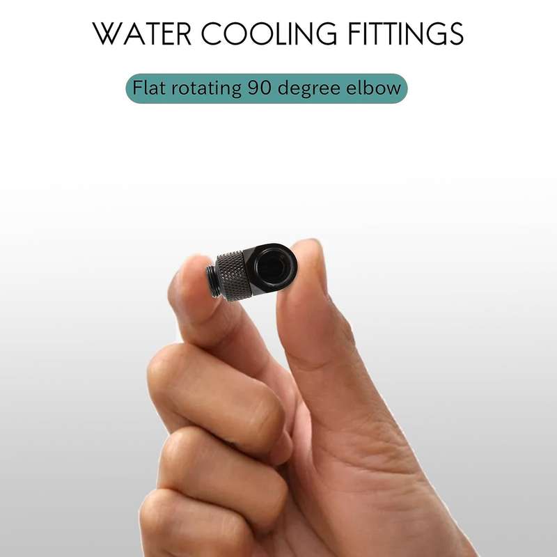 12.9Mm G1/4 Thread 90 Degree Tube Connector Fitting for Pc Water Cooling Black