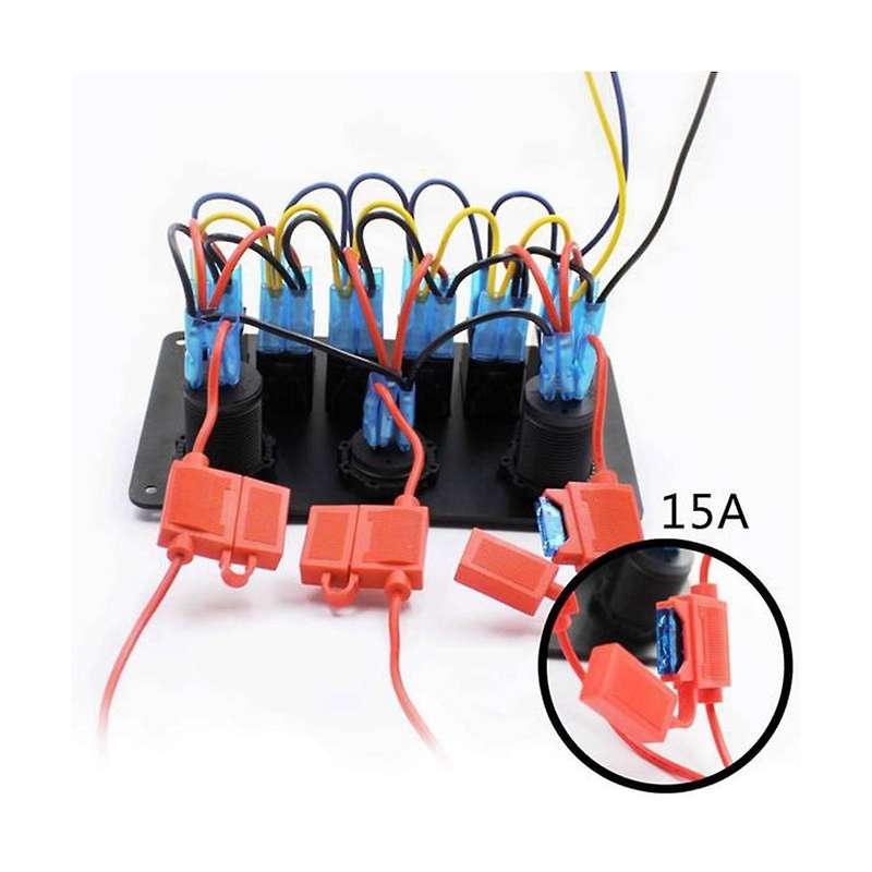 12/24v 6 Buttons Switch Panel with Digital Voltmeter Tester 3.0 Usb Chargers Bule Light Boat Power