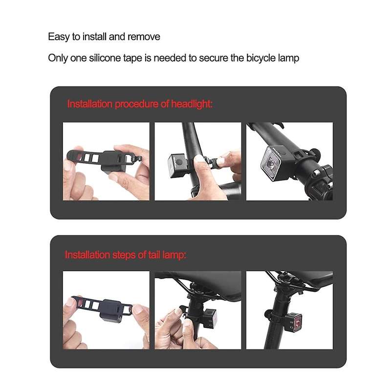 120 Lumen IP66 Waterproof Light Sets Headlight and Tail Light Sets for 5 Gear Mode Brake Lamp,WT06R