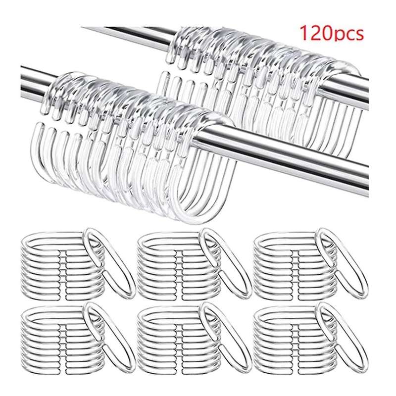 120 Pcs Transparent Plastic Shower Curtain Rings Hooks C Shaped Rings Hook Hanger for Bathroom Showe