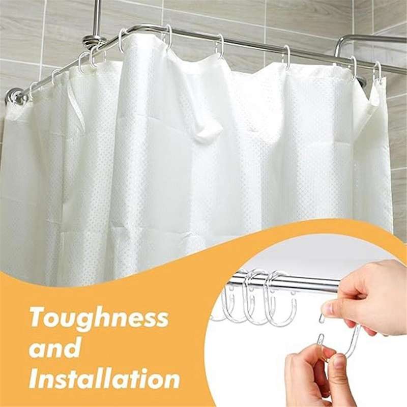 120 Pcs Transparent Plastic Shower Curtain Rings Hooks C Shaped Rings Hook Hanger for Bathroom Showe
