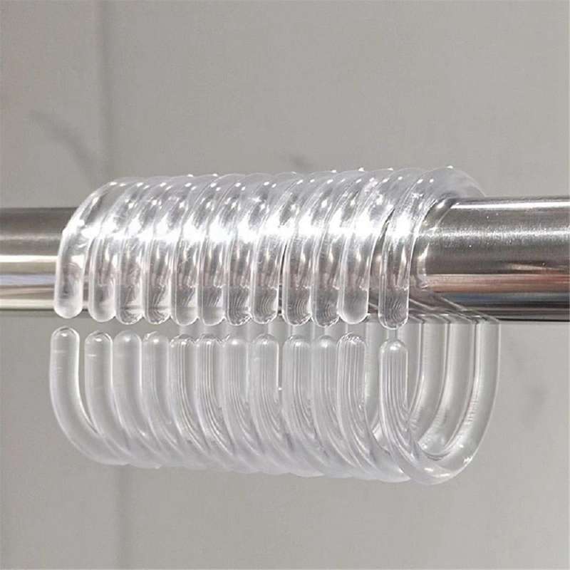 120 Pcs Transparent Plastic Shower Curtain Rings Hooks C Shaped Rings Hook Hanger for Bathroom Showe