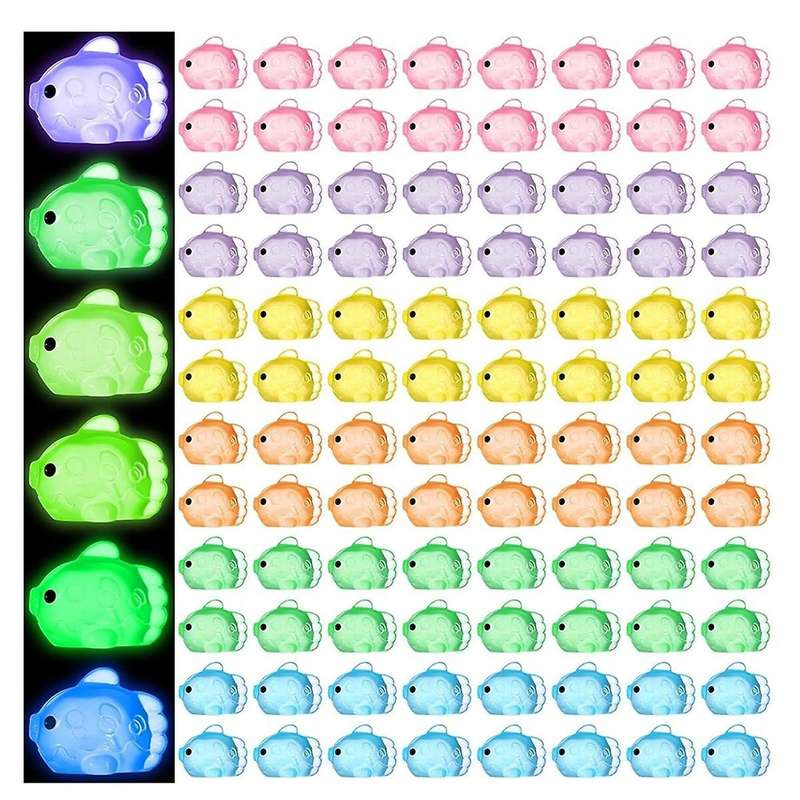 120 Pcs Mini Glow Fish Miniature Statue Cute Tiny Resin Flatfish Figure for Miniature Landscape Flow