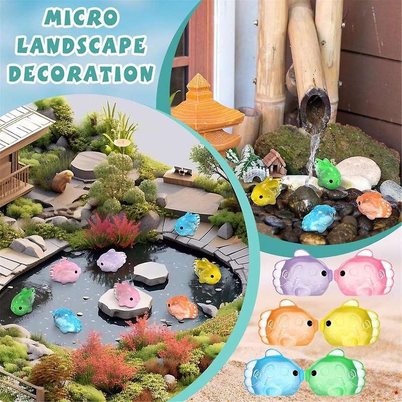 120 Pcs Mini Glow Fish Miniature Statue Cute Tiny Resin Flatfish Figure for Miniature Landscape Flow